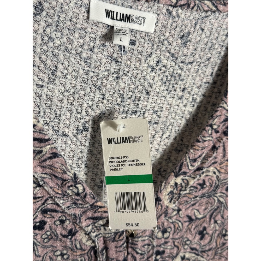 William Rast Women's Long Sleeve‎ Henley Shirt Paisley Print Purple Size L - Picture 3 of 13